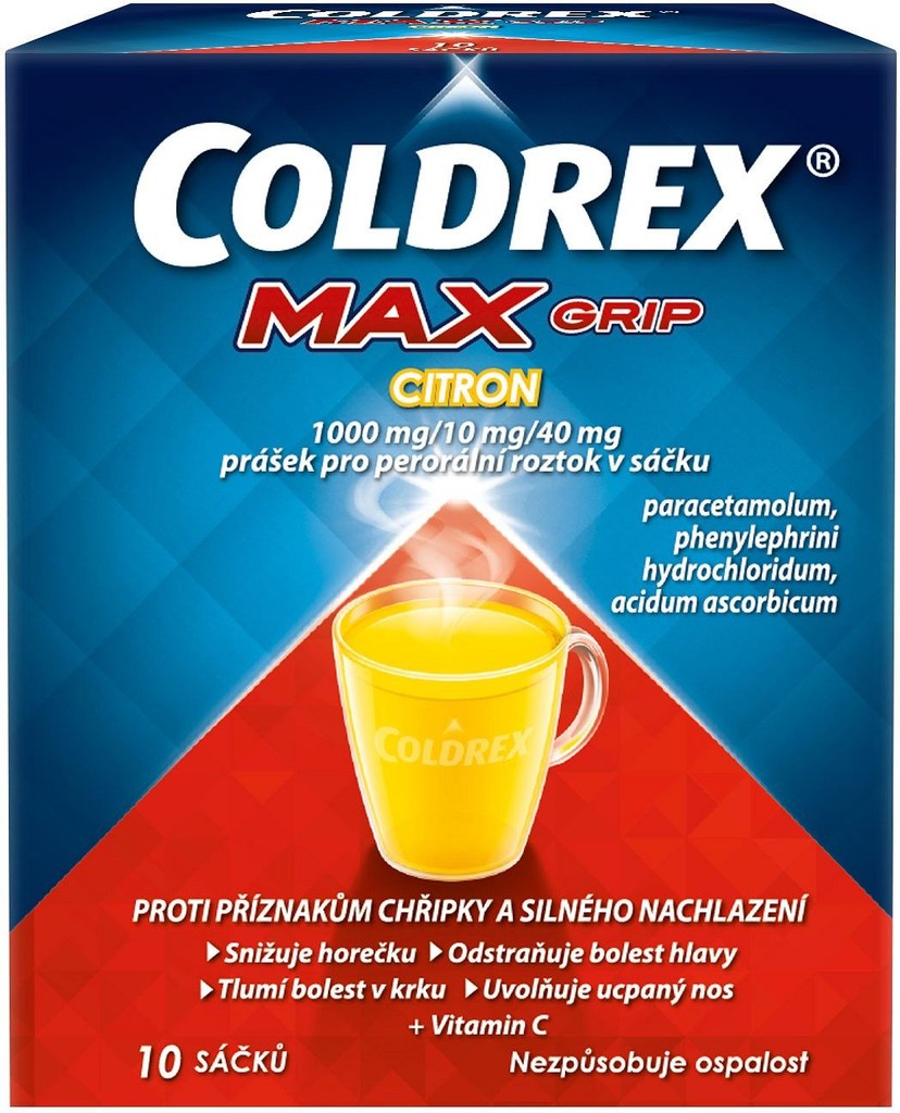 COLDREX MAXGRIP CITRON POR 1000MG/10MG/40MG POR PLV SOL SCC 10 I