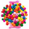Dětské vyšívání TEDDIES Korálky barevné s gumičkami cca 800 ks ve velké plastové dóze