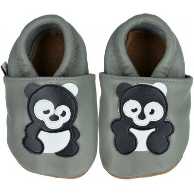 Afelo kožené capáčky barefoot PANDA na šedé – Sleviste.cz