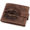 Peněženka Pánská peněženka kožená pro myslivce rybáře motorkáře 9,5x12 cm 3 hnědá motorka
