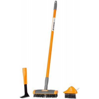 Kartáč Strend Pro, na dlažbu, 4 dílná sada, s teleskop. násadou, odstraňovač plevele, kartáč 3x10 cm a 6x19 cm ST253826 – Sleviste.cz