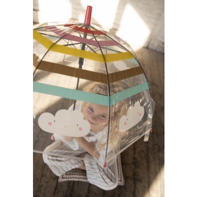 Dětský průhledný deštník s mráčky a modrou rukojetí – Zboží Mobilmania