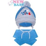New Baby zimní dětská čepice se šálou pejsek světle modrá – Zboží Mobilmania
