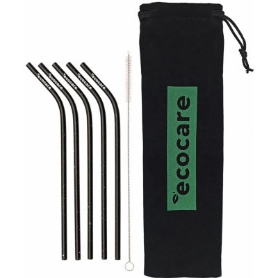 Ecocare Ekologická kovová brčka Zahnutá Černé se vzorem 5 ks – Sleviste.cz