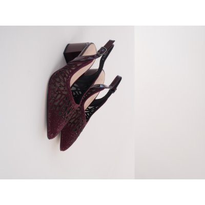 Epica dámské lodičky s páskem na patě bordové – Zboží Dáma