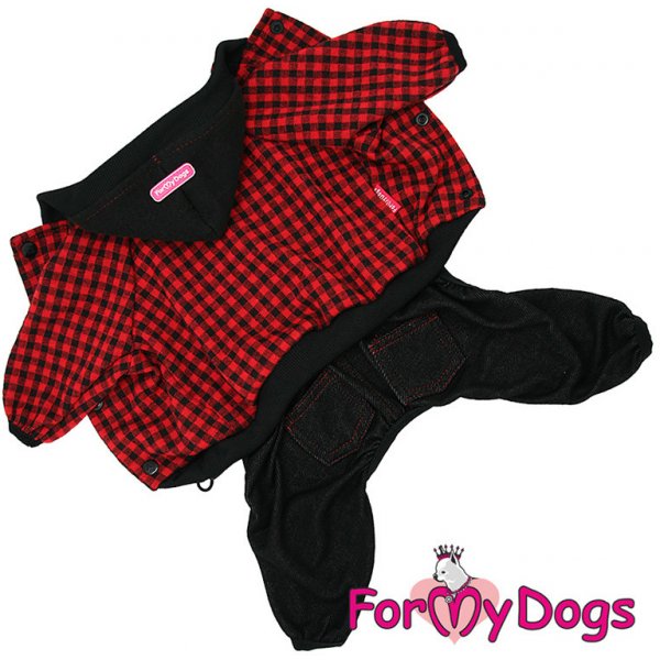 Oblečky na psa FOR MY DOGS Overal RED CHECK