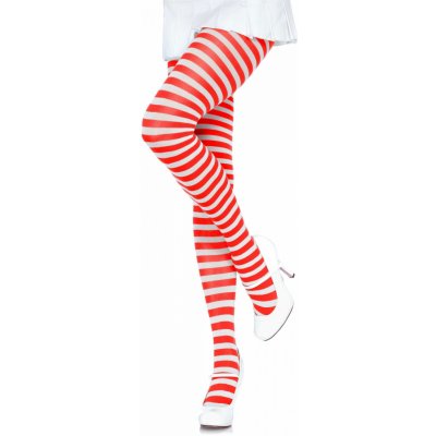 Leg Avenue Nylon Stripe Tights 7100 White-Red – Zboží Mobilmania