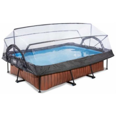 EXIT Dřevěný bazén 300x200x65cm s filtrací a kopulí - hnědý