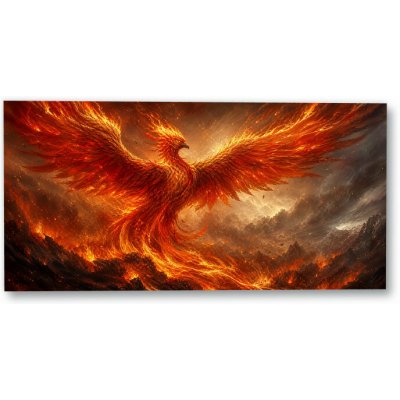 Plakát – Ohnivý pták nad plameny Bez rámu Ano Bez rámu 60 × 30 cm – Hledejceny.cz