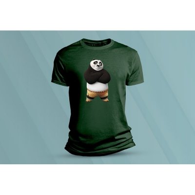 Sandratex dětské bavlněné tričko Kung Fu Panda. lahvově zelená