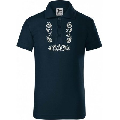 dětské tričko se slováckou výšivkou námořnická modrá výšivky bílá – Zboží Mobilmania