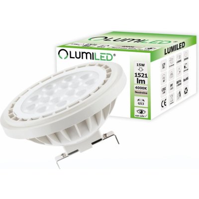 Lumiled LED žárovka LED G53 AR111 15W = 100W 1521lm 4000K Neutrální bílá 38° 12V – Zboží Mobilmania