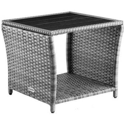 Deuba Ratanový stolek Vedis 45 x 45 x 40 cm šedý – Zboží Mobilmania