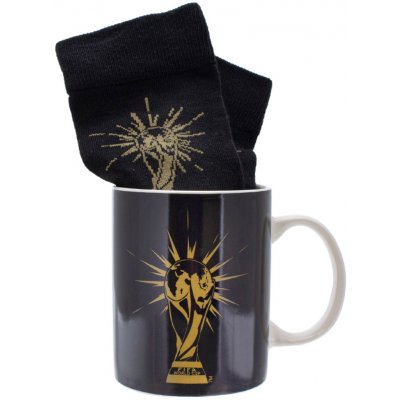 CurePink Dárkový set FIFA Gold Logo hrnek ponožky EU 41 46 300 ml – Zboží Dáma