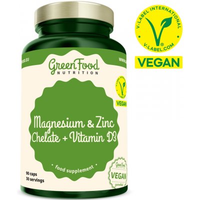 GreenFood Nutrition Magnesium & Zinc Chelate + Vitamin D3 90 kapslí – Hledejceny.cz