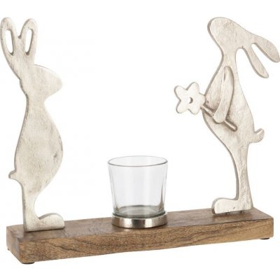 Dřevěno kovový dekorační svícen s králíčky 28*5*22 cm – Hledejceny.cz