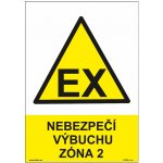 DUKO NEBEZPEČÍ VÝBUCHU - ZÓNA 2 Formát: 210 x 297 mm, Materiál: samolepící vinylová fólie – Sleviste.cz