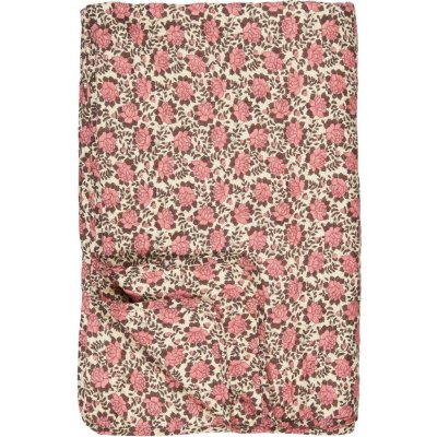 Ib Laursen Prošívaná květovaná deka/přehoz přírodní růžovo/hnědé květy 180x130 cm – Zboží Mobilmania