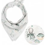 Biante Dětský bavlněný šátek Sandra SA-688 Mořský svět zelený na bílém – Zboží Dáma