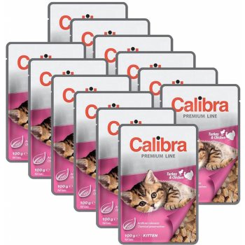 Calibra Kitten kuřecí a krůtí kousky v omáčce 12 x 100 g