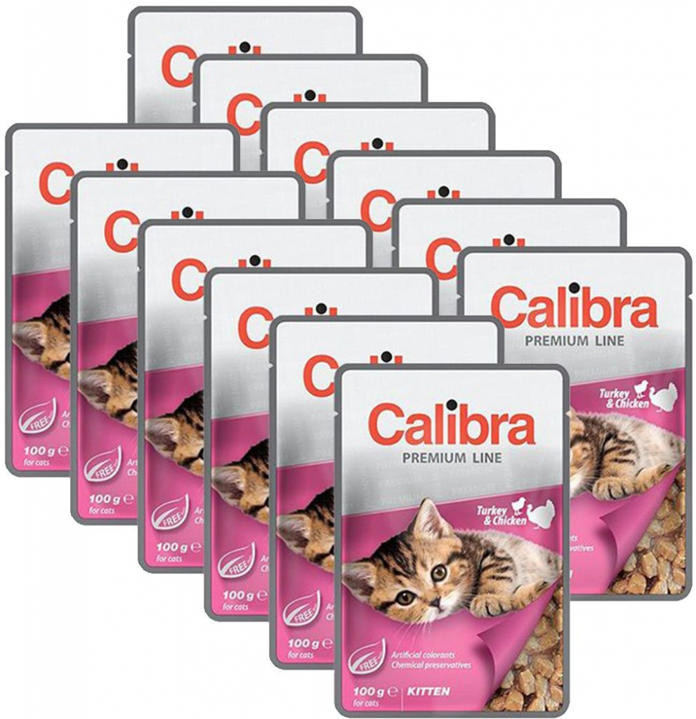 Calibra Kitten kuřecí a krůtí kousky v omáčce 12 x 100 g