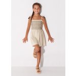 Mayoral Overal lněný s žabičkováním a střapci béžový – Zboží Dáma