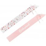 Šerpa růžová a bílá s květy - Bride to be a Bridesmaid - 6 ks – Zboží Dáma