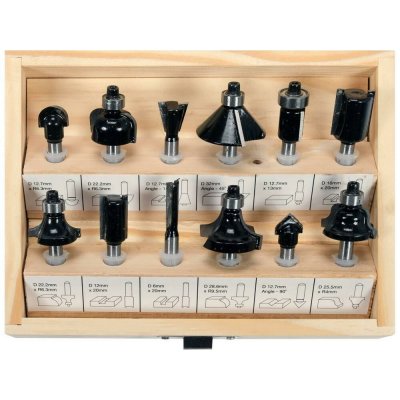 Frézy do dřeva sada 12ks - stopka 6mm VOREL – Sleviste.cz