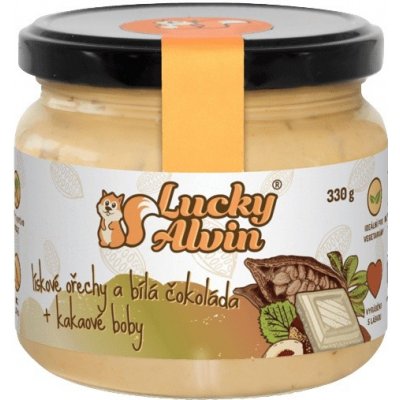 Lucky Alvin Lískové ořechy a bílá čokoláda + kakaové boby 330g