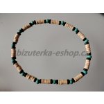 Bizuterka-eshop.cz dřevěné korále na krk smetanovo tyrkysové BZ-06578 – Zboží Dáma