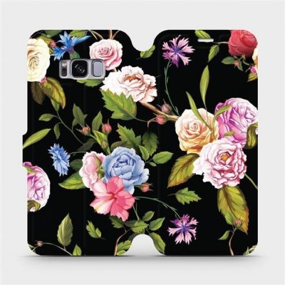 Pouzdro Mobiwear parádní flip Samsung Galaxy S8 - VD07S Růže a květy na černém pozadí