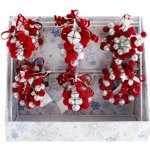 MEADOWLAND LTD Dekorace závěsná Různé druhy ve stojanu červeno stříbrné 9-11 cm set 16ks – Hledejceny.cz