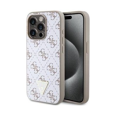 Guess PU Leather 4G Triangle Metal Logo iPhone 15 Pro White