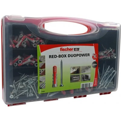 Fischer DUOPOWER 5, 6, 8 a 10 univerzální hmoždinka sada + šrouby REDBOX - 536091 – Hledejceny.cz