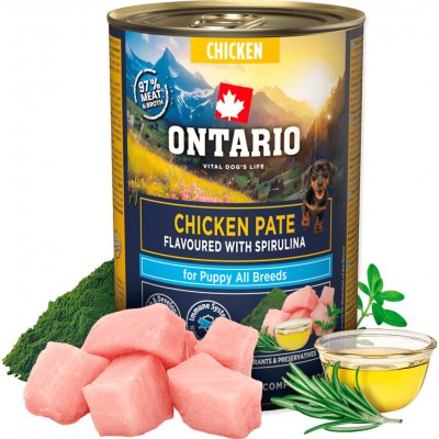 Ontario Puppy kuřecí pate s příchutí spirulíny 400 g – Hledejceny.cz