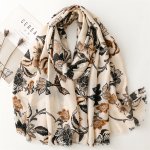 bavlněný béžový šátek/šála s květy – Zboží Mobilmania