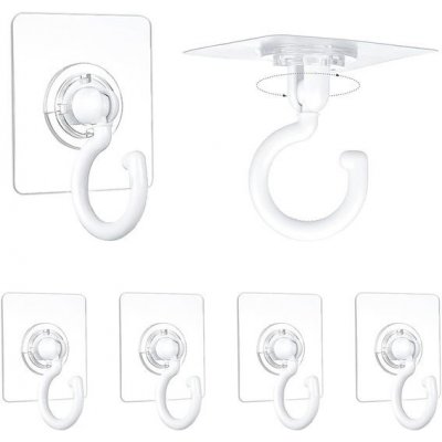 Byffoer 6 kusů háčků samolepicí háčky otočné o 360° stropní háčky háčky na ručníky bez vrtání – Zboží Mobilmania