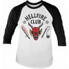 Pánské tričko s potiskem Stranger Things tričko Hellfire Club Baseball LS White Black