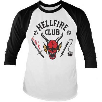 Stranger Things tričko Hellfire Club Baseball LS White Black – Zboží Mobilmania