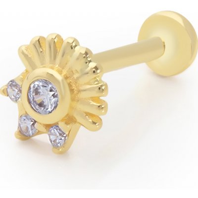 Lillian Vassago Zlatý piercing labreta slunce zdobené zirkony LLV92-GPI075LB