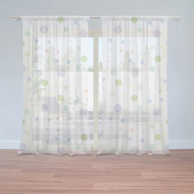 Sablio Záclony Barevné puntíky: 2ks 150x250cm – Hledejceny.cz