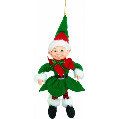 MagicHome Vianoce Dekorace MagicHome Vánoce, elf, textil, zelený, 14/35 cm – Hledejceny.cz