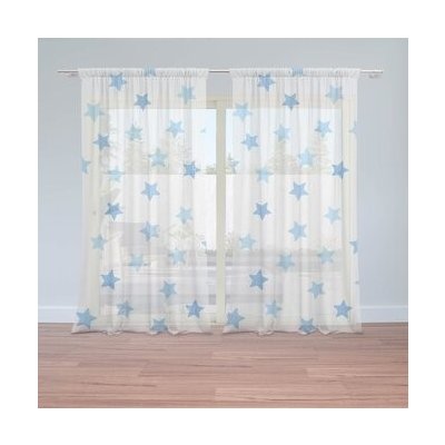 Sablio Záclony Modré hvězdy na bílé: 2ks 150x250cm – Hledejceny.cz