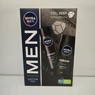 Nivea Men Deep Clean sprchový gel 250 ml + deospray 150 ml dárková sada – Zbozi.Blesk.cz