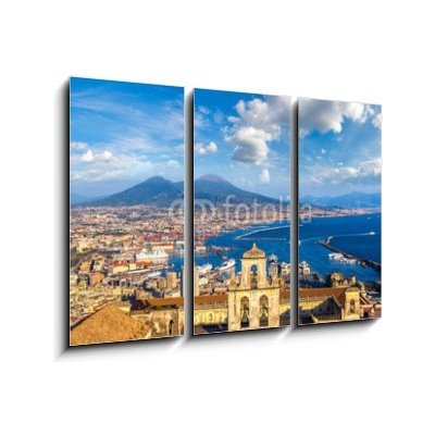 Obraz 3D třídílný - 105 x 70 cm - Napoli and mount Vesuvius in Italy Napoli a hora Vesuv v Itálii