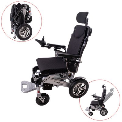inSPORTline Hawkie Evo II Elektrický invalidní vozík s polohovatelným opěradlem 700 W stříbrná – Zboží Dáma