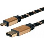 Roline 11.02.8823 Gold USB 2.0 kabel USB A(M) - miniUSB 5pin B(M), 3m – Zboží Mobilmania