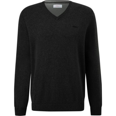 S.Oliver Rl Knitted Pullover V-neck Noos pánský svetr černá – Zboží Dáma