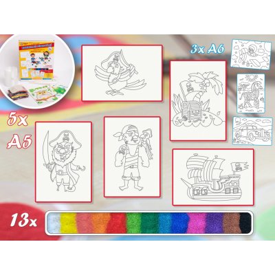 Radost v písku Sada střední PIRÁTI Barevné pískování obrázků – Zboží Dáma