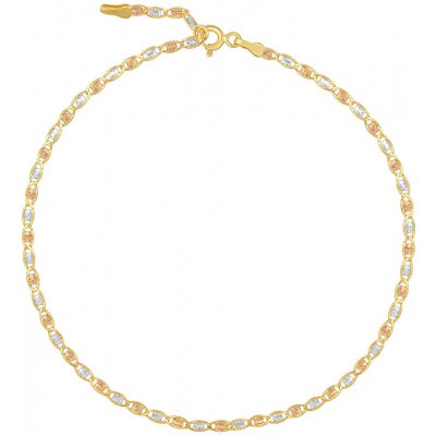 SILVEGO Zlatý řetízek na nohu ze žlutého, bílého a růžového zlata s broušenými očky FNN1424AGYWR – Zboží Mobilmania